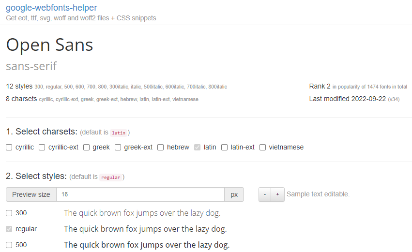 google webfonts helper