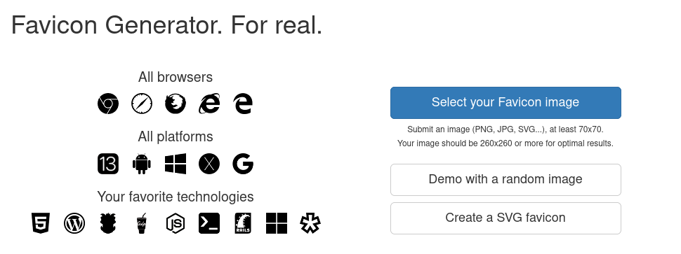 RealFaviconGenerator homepage