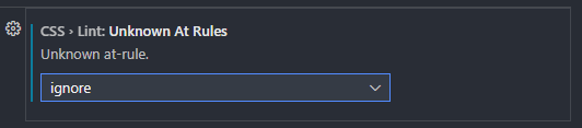 Configuring unknown at-rules in VSCode